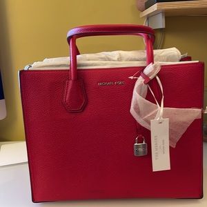 Michael Kors red Mercer hand bag purse satchel